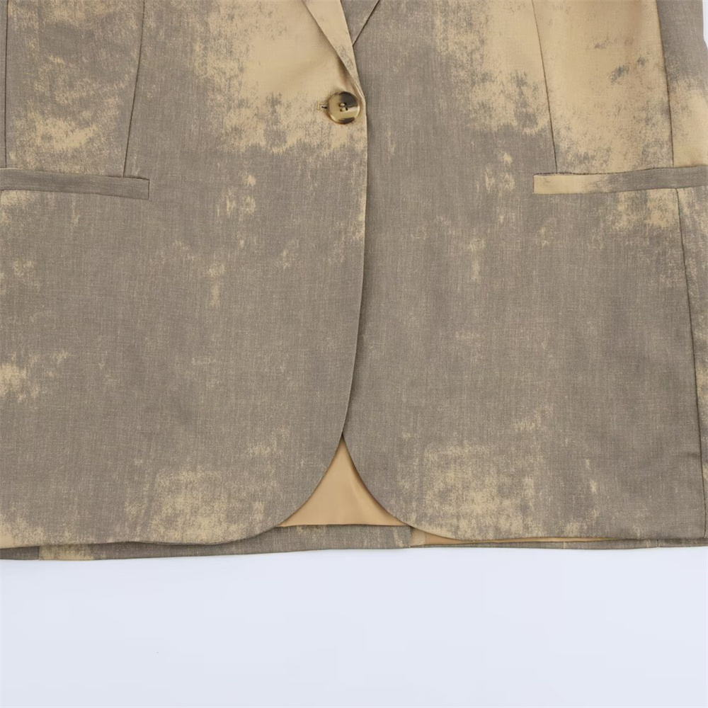 Jaqueta de terno feminino com moda impressa de botão único estilo manga comprida verão novo terno jaqueta