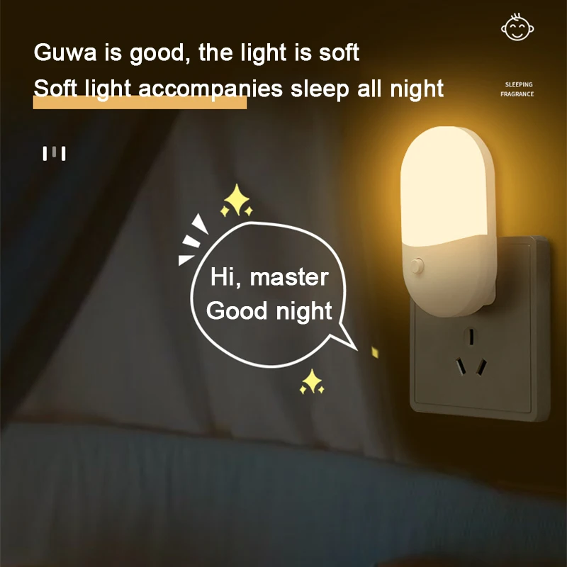 Led mini interruptor de luz noturna plug-in led luz proteção para os olhos lâmpada de luz noturna uso para cabeceira alimentação do bebê sala de estar