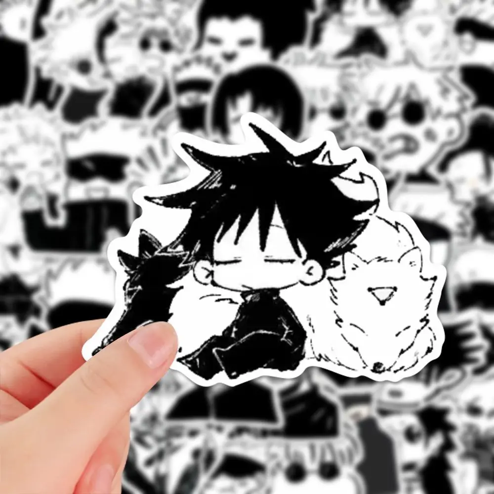 JJK อะนิเมะสติกเกอร์ Gojo Satoru และ Suguru สติกเกอร์ Zhou Shu Hui Zhan สีดําสีขาวมังงะสไตล์น่ารักแล็ปท็อปเคสโทรศัพท์น่ารักตกแต่ง