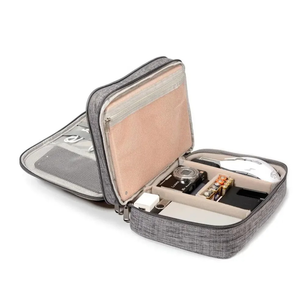 Portable Electronics Organizer Bag Zipper Case for Data Cables Charger Hard Drive