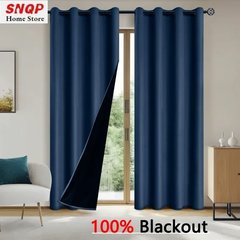 1Pc 2 uds 100% cortinas opacas para sala de estar forro con aislamiento térmico dormitorio decoración de ventanas impermeable cocina HOTEL puerta