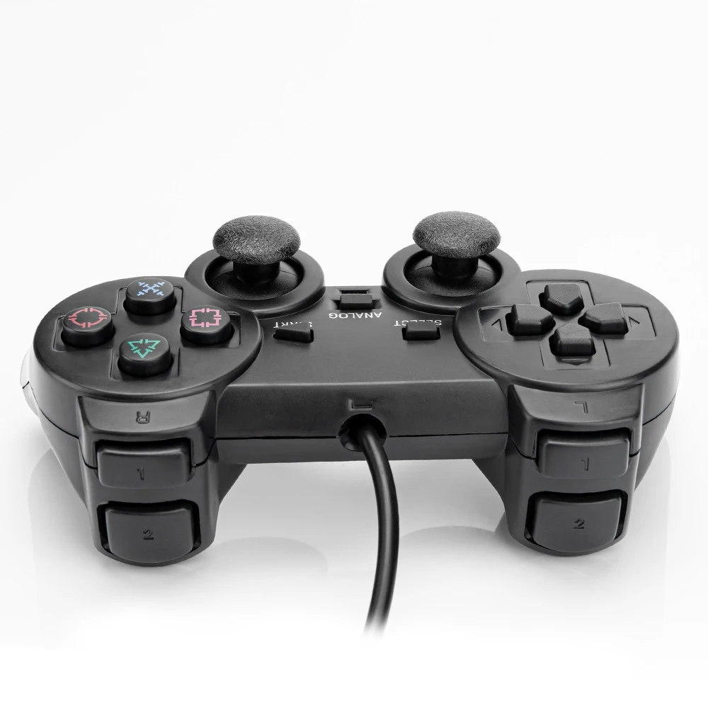 Controlador analógico com fio gamepad joystick joypad para console ps2 duplo choque vibração joypad controlador com fio