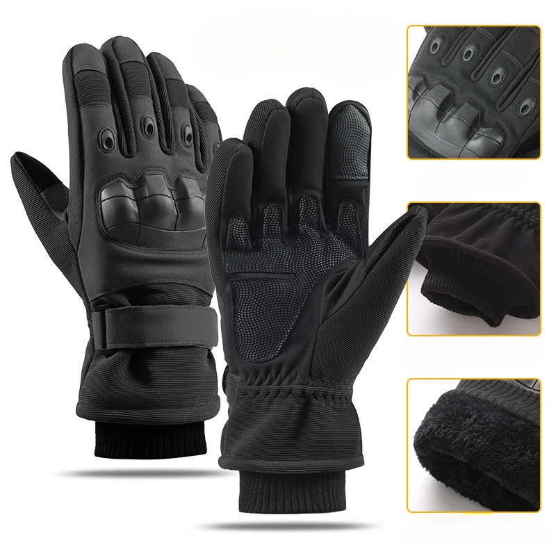 Guantes de Motocross de invierno, guantes tácticos cálidos de invierno con dedos completos, guantes térmicos de combate con pantalla táctil para esquiar al aire libre para hombres