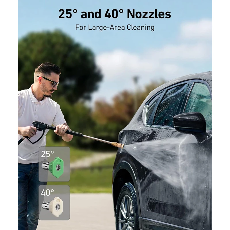 Tool Daily Pressure Washer Nozzle Tip Multiple Degrees Nozzle 1/4 Quick Connect (0、15、25、40、65) Hot- and Cold-Water Compatible