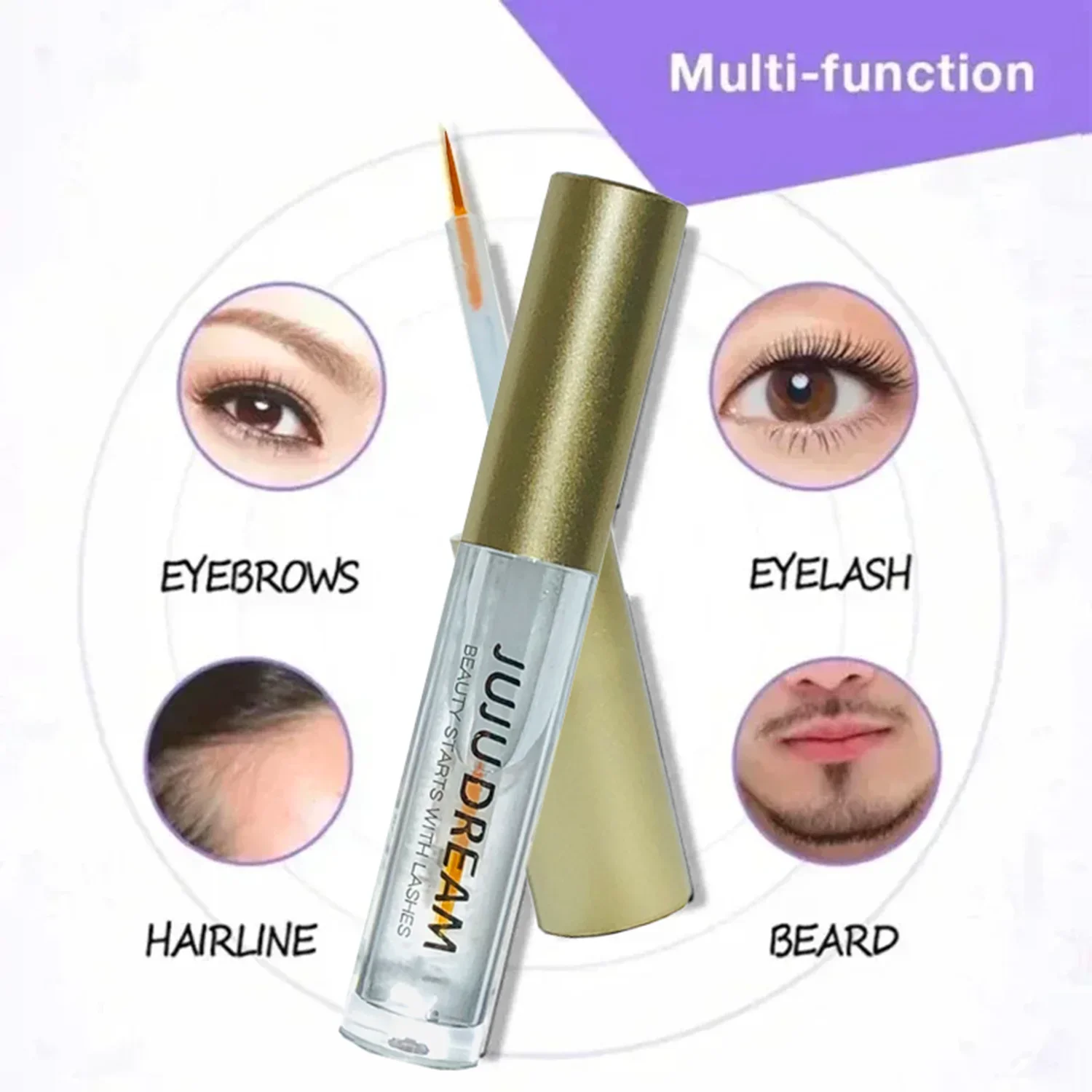 Sérum de croissance des cils – Allongement rapide, recourbé, épaississant, imperméable, longue durée, doux, certifié, unisexe