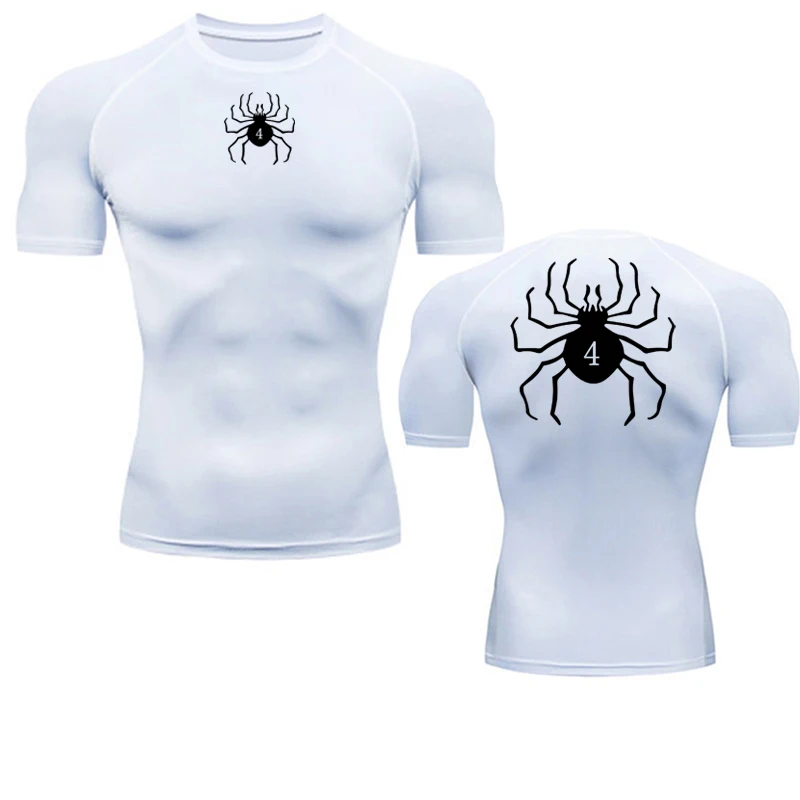 Spider พิมพ์เสื้อสําหรับชายออกกําลังกายฟิตเนส Undershirts แขนสั้นแห้งเร็วเสื้อยืดกีฬา Tops กีฬา