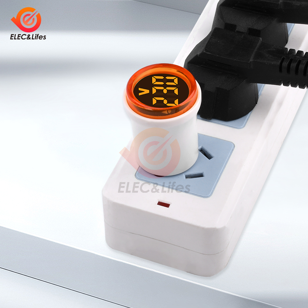 Voltímetro Digital LED cuadrado/redondo AC 50-500V 110V 220V medidor de voltaje probador de voltios Detector voltímetro luz indicadora