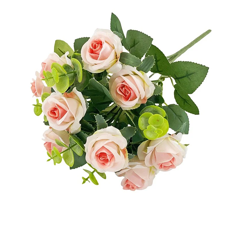 ดอกกุหลาบประดิษฐ์ 10 หัว - หน้าแรกและงานแต่งงานตกแต่งวันวาเลนไทน์ Eucalyptus Rose Bundle ของขวัญวาเลนไทน์และครอบครัว