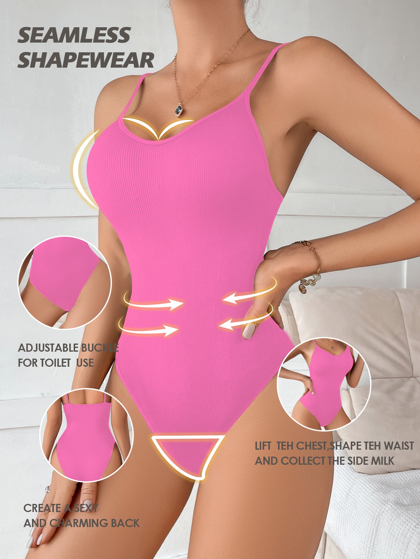 Super Sale bodysuit met V-hals en spaghettibandjes Compressie bodysuits Open kruis Shapewear Afslankende bodyshaper Gladde bodysuit