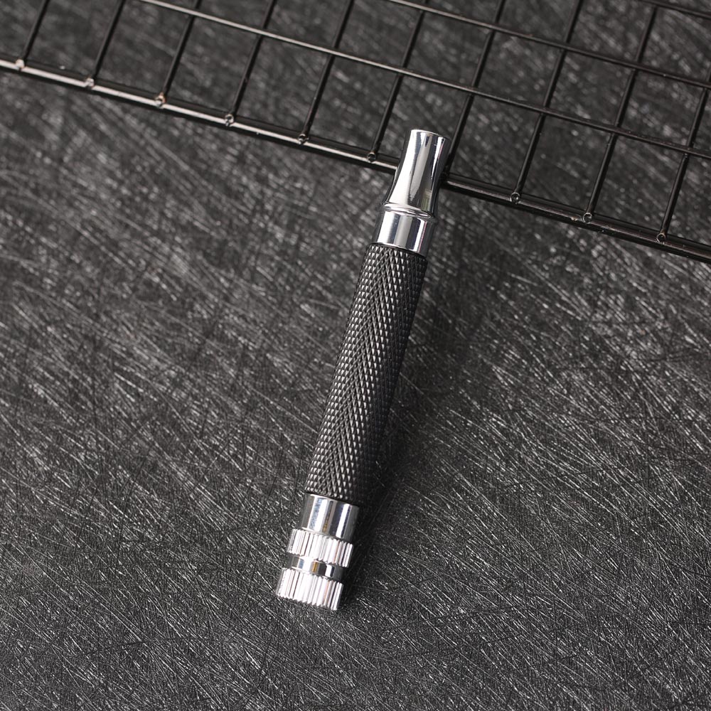 Yaqi Mango de afeitar de seguridad de latón de color negro y cromado para hombre