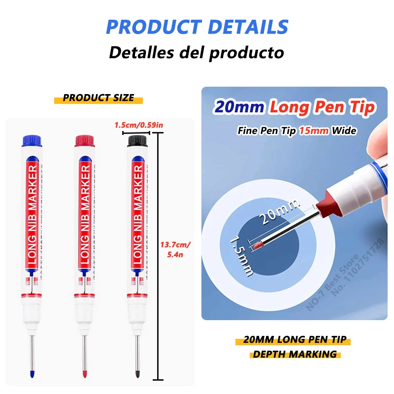 4-40 Stuks 20 Mm Diep Gat Lange Nib Hoofd Marker Voor Metalen Perforeren Pen Waterdichte Badkamer Houtbewerking decor Multifunctionele Tool