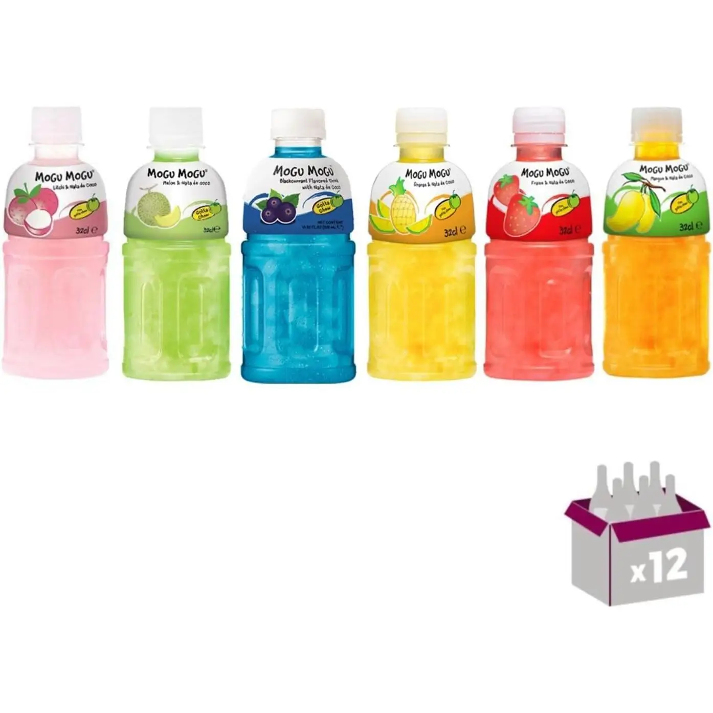 Mogu Mogu - Zumo de Frutas Surtido con Nata de Coco - Hasta 8 Sabores Surtidos - Mogu Mogu - Botella 320 ml