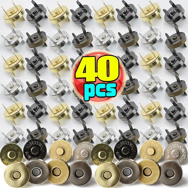 12-40pcs Invisible Magnetic Fastener No-stitch Bag Buttons Wallet Coat Handbags Magnetic Buckle Metal Luggage Parts Accessories