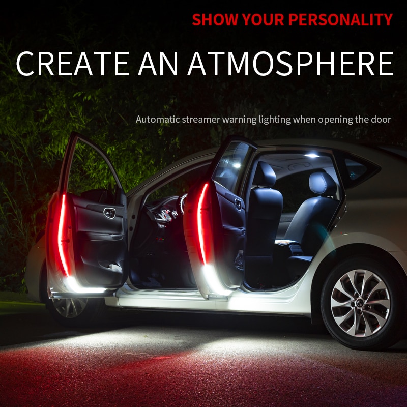 Bande lumineuse LED pour ouverture de porte de voiture, lampe d'ambiance, décoration de bienvenue, escales en iode, accessoires automobiles de sécurité, 120cm, 12V, 2 pièces
