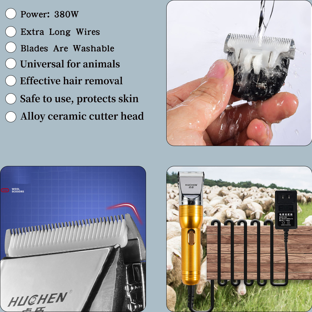 Tondeuse électrique haute puissance 380 W Tondeuse à fourrure pour animaux domestiques Tondeuse à poils de chat Tondeuse à poils de chien Outils de coupe de laine Tondeuse à touffeter de tapis, r(lapin, cheval, mouton)