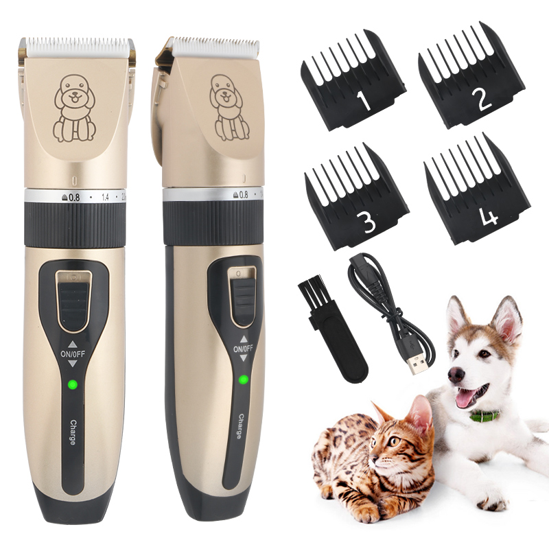 고양이 개 애완 동물을위한 전기 전문 머리 깎기 침묵 머리 커터 USB 충전식 애완 동물 손질 깎기 세트.