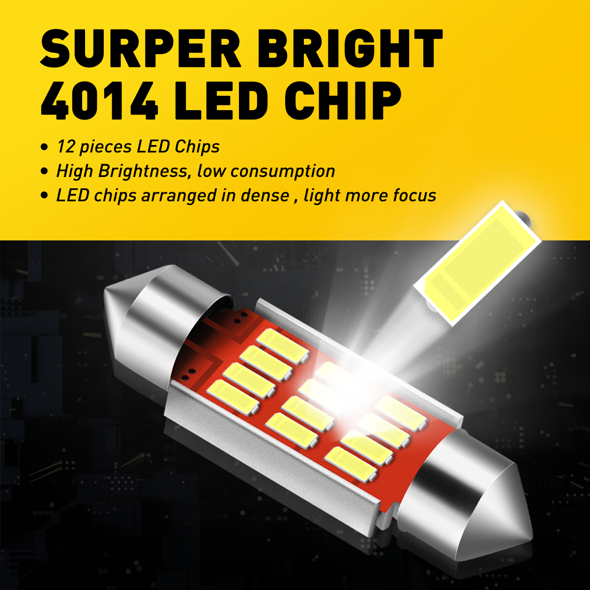 AUXITO 4/2Pcs C10W LED Canbus Festoon 31mm 36mm C5W LED Bulb12V COB 6000K White Car Interior Dome Reading Lights License Plate