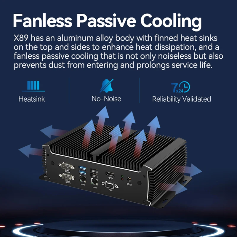 Mini PC industrial sin ventilador Intel i5-1135G7 6x COM DB9 RS232/485 8x GPIO Dual Ethernet compatible con 3G/4G LTE WiFi Windows 11 Linux