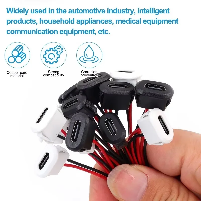 Conector USB tipo C hembra tipo C con hebilla de tarjeta 3A puerto de carga rápida de alta corriente USB-C enchufe del cargador