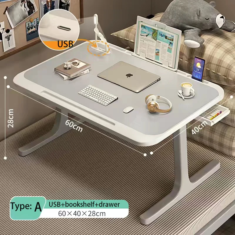 Mesa para laptop para cama, mesa de colo, bandeja de café da manhã com gaveta para jogos de trabalho