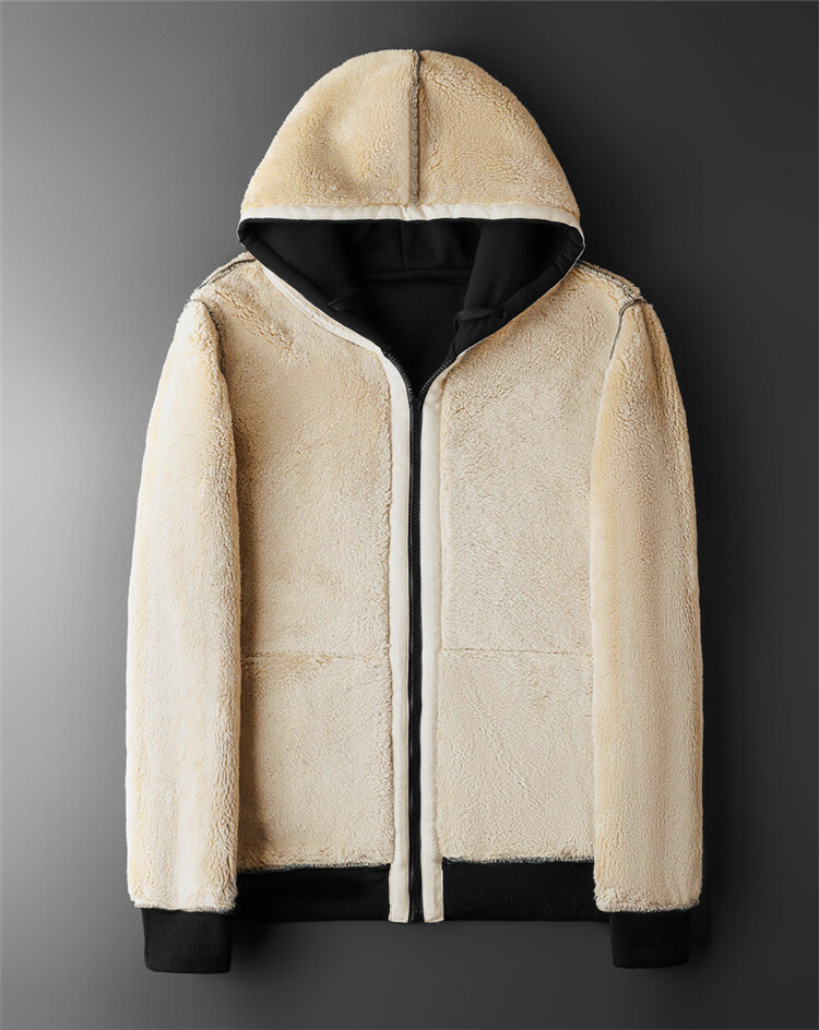 Felpe con cappuccio invernali in lana d'agnello con cerniera addensare giacche calde felpe a maniche lunghe sport casual in pile cappotti neri cappotto da uomo con cappuccio
