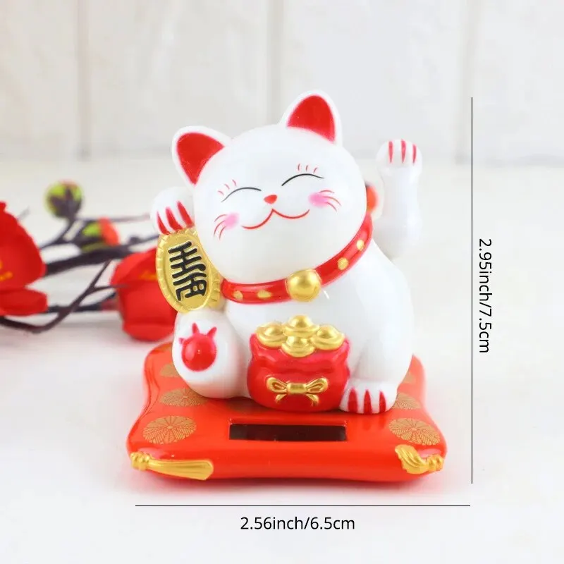 1pc sorte acenando gato movido a energia solar acenando riqueza boa fortuna vive ornamentos movidos a energia solar para casa, escritório e c