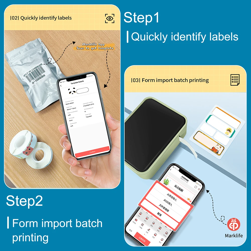 Marklife P15 Kabelloser Bluetooth-Etikettendrucker, tragbarer Thermodrucker, ähnlich wie D11 D110 D101 Etikettenmaschine, Mini-Etikettendrucker