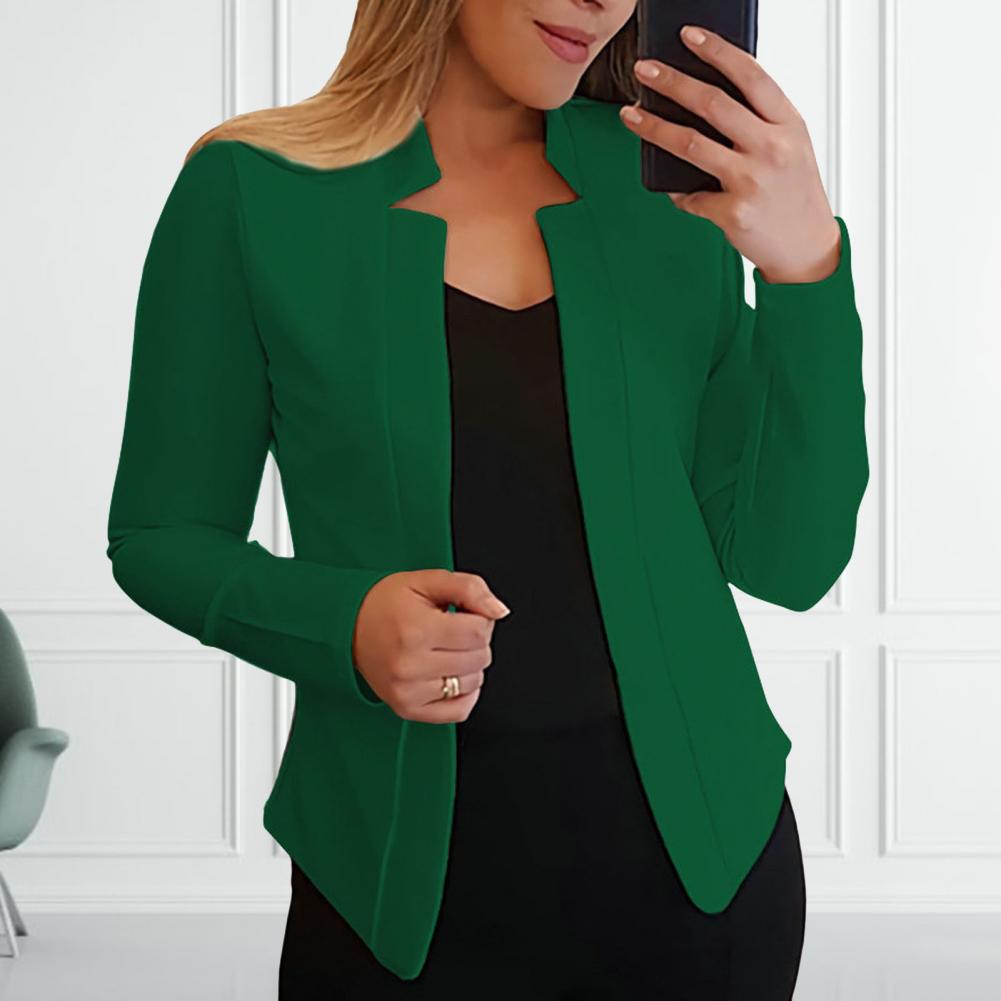 Jacket Blazer Lightweight Cardigan Blazer No Button Thick  Stylish Office Lady Notched Collar Small Suit Coat Blazer