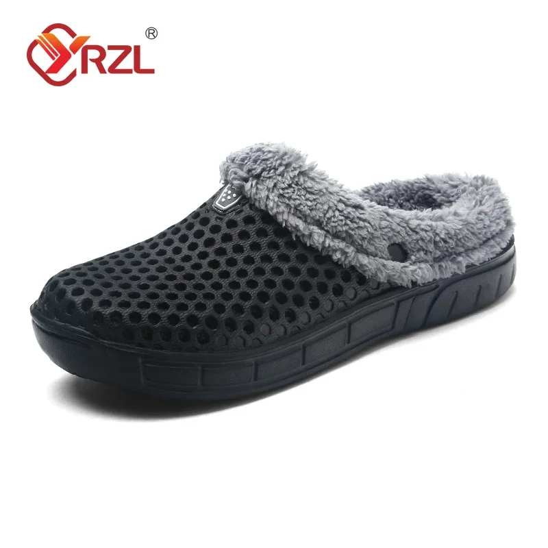 YRZL Winter-Hausschuhe für Herren und Damen, warme Schuhe für den Innenbereich, rutschfeste Baumwoll-Hausschuhe, lässige Clogs, Slip-on-Hausschuhe für Herren