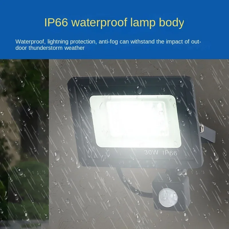 Holofotes LED 100W 50W 30W 20W 10W PIR Sensor de movimento IP66 LED à prova d'água 220V Pendurado Exterior Lâmpada de parede externa Spotlight