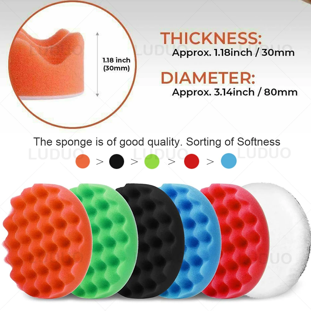 12pcs Car Polishing Pad Sponge Pads Kit Foam Pad Buffer Kit Polishing Machine Wax Pads for Auto Motorcycle Motor Car Polishing