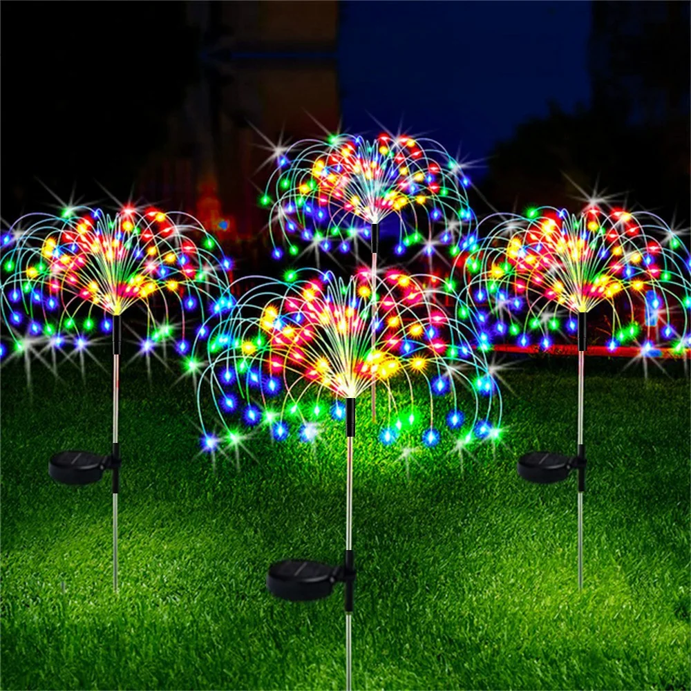 ソーラー花火フェアリーライト 60 LED 屋外庭の装飾 8 点滅モード芝生経路ライトパティオパーティークリスマス結婚式