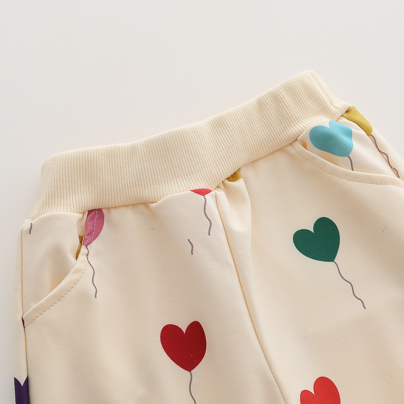 Set di pantaloni a maniche lunghe alla moda con palloncino d'amore con stampa completa primaverile e autunnale da 2 pezzi