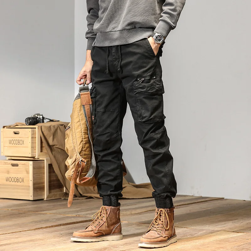 CAAYU JoggersกางเกงCargoผู้ชายสบายๆY2k MultiPocketกางเกงชายSweatpants Streetwear TechwearยุทธวิธีTrackกางเกงสีดําผู้ชาย