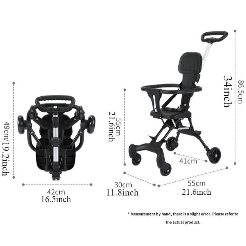 Poussette bébé pour tout-petit poussette légère pliante en un clic chariot de promenade bébé bidirectionnel avec roue avant pivotante auvent