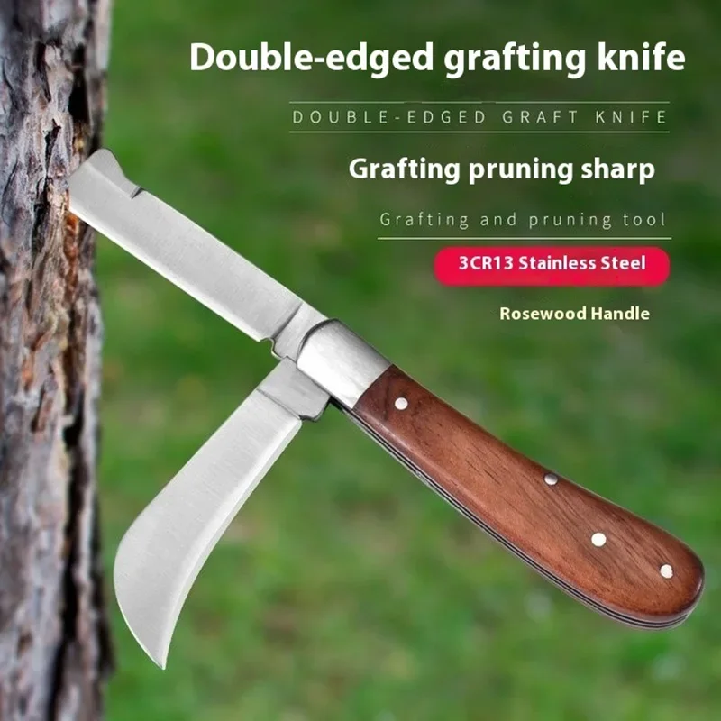 Comodo coltello da innesto pieghevole 3CR13 Strumento per potatura da innesto in acciaio inossidabile per giardinieri professionisti e la cura degli alberi da frutto
