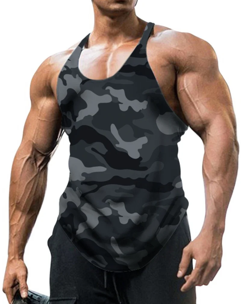 Clearance_Colete masculino de camuflagem fina sem mangas vintage esportivo fitness para treinamento_Visagens contínuas