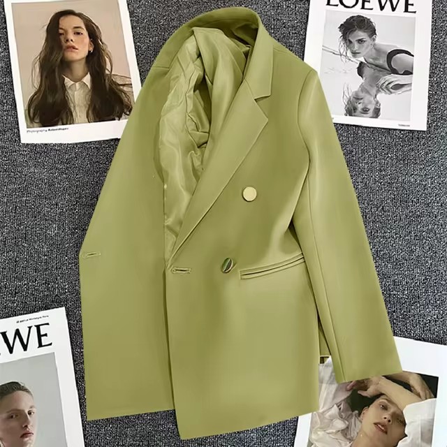 Office Lady Elegante Double Breasted Blazer Dameskleding 2025, Herfst Lange Mouw Slanke Pak Jassen Casual Chic Tops Vrouwelijke Jas