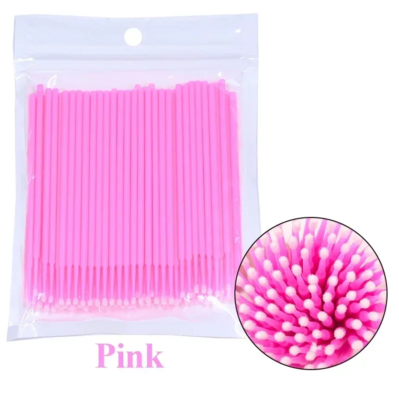 Cepillo para extensión de pestañas, 100 Uds., Micro hisopo de algodón para limpieza de pestañas, microcepillo Individual para pestañas, herramientas de eliminación de maquillaje de belleza