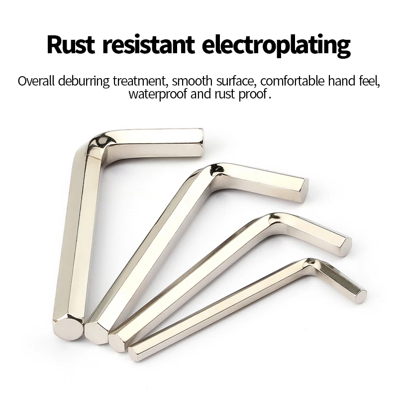1.5-2-2.5-3-4-5-6-8-10-14mm Allen Keys Hex Wrench L Shaped Nickel Plated Flat Head Hexagonal Keys L-type Repair Tools Hand Tools