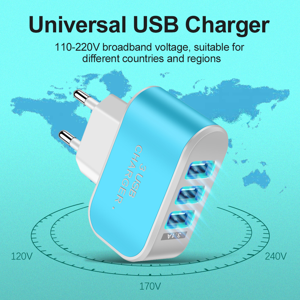 3개의 USB 포트 다기능 충전 헤드 5V 1A USB 충전 헤드 단일 USB 휴대전화 충전기