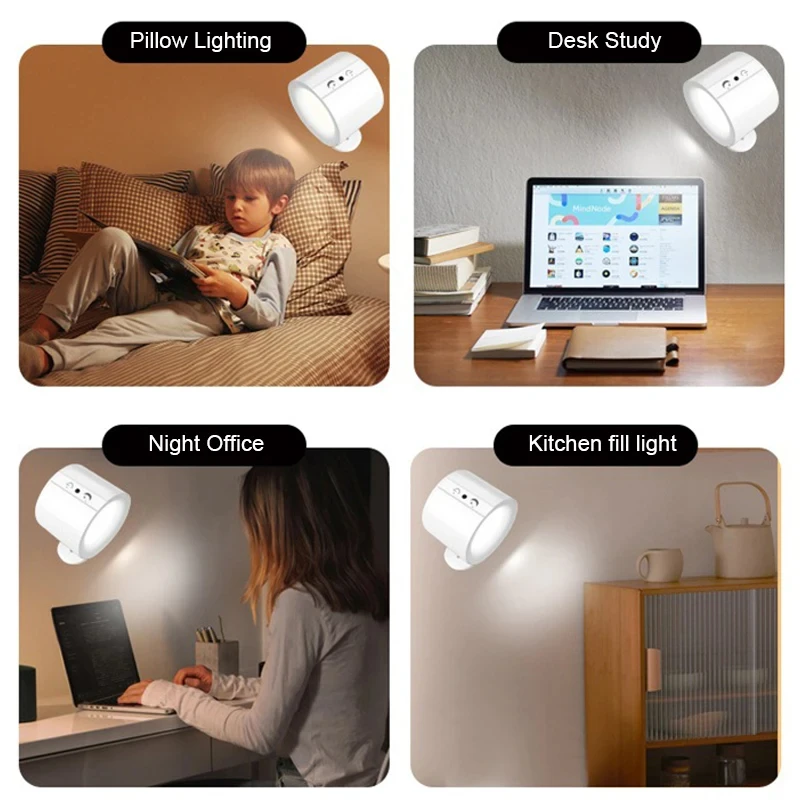 Lampada da parete magnetica a LED su e giù stile nero bianco girevole protezione per il sonno lampada da comodino camera da letto illuminazione notturna del soggiorno