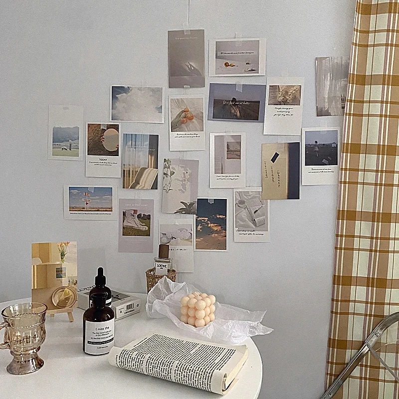 Hàn Quốc Ins Ảnh Trang Trí Bộ Thẻ 30 Tờ Chụp Ảnh Nghệ Thuật Đạo Cụ Collocation Bưu Thiếp Diy Phòng Decal Dán Tường Màu Sắc In