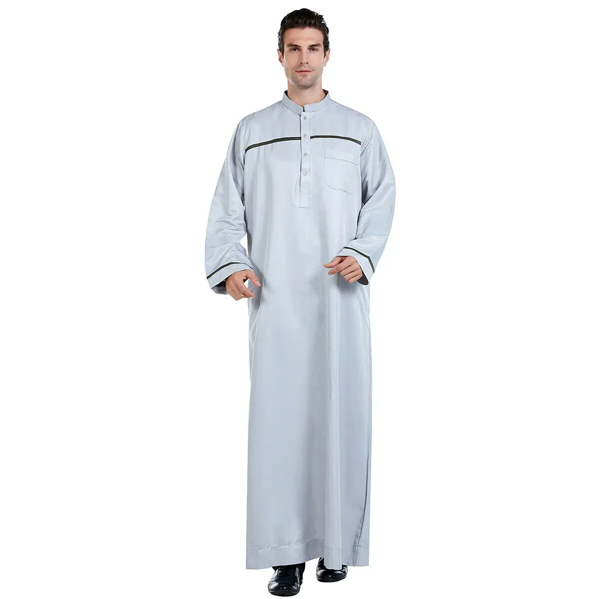 Saudi Arabisch Männer Thobe Jubba Abaya Muslimische Kleidung Dubai Islamische Robe Kaftan Traditionelle Kleidung Langarm Kleid Eid Ramadan