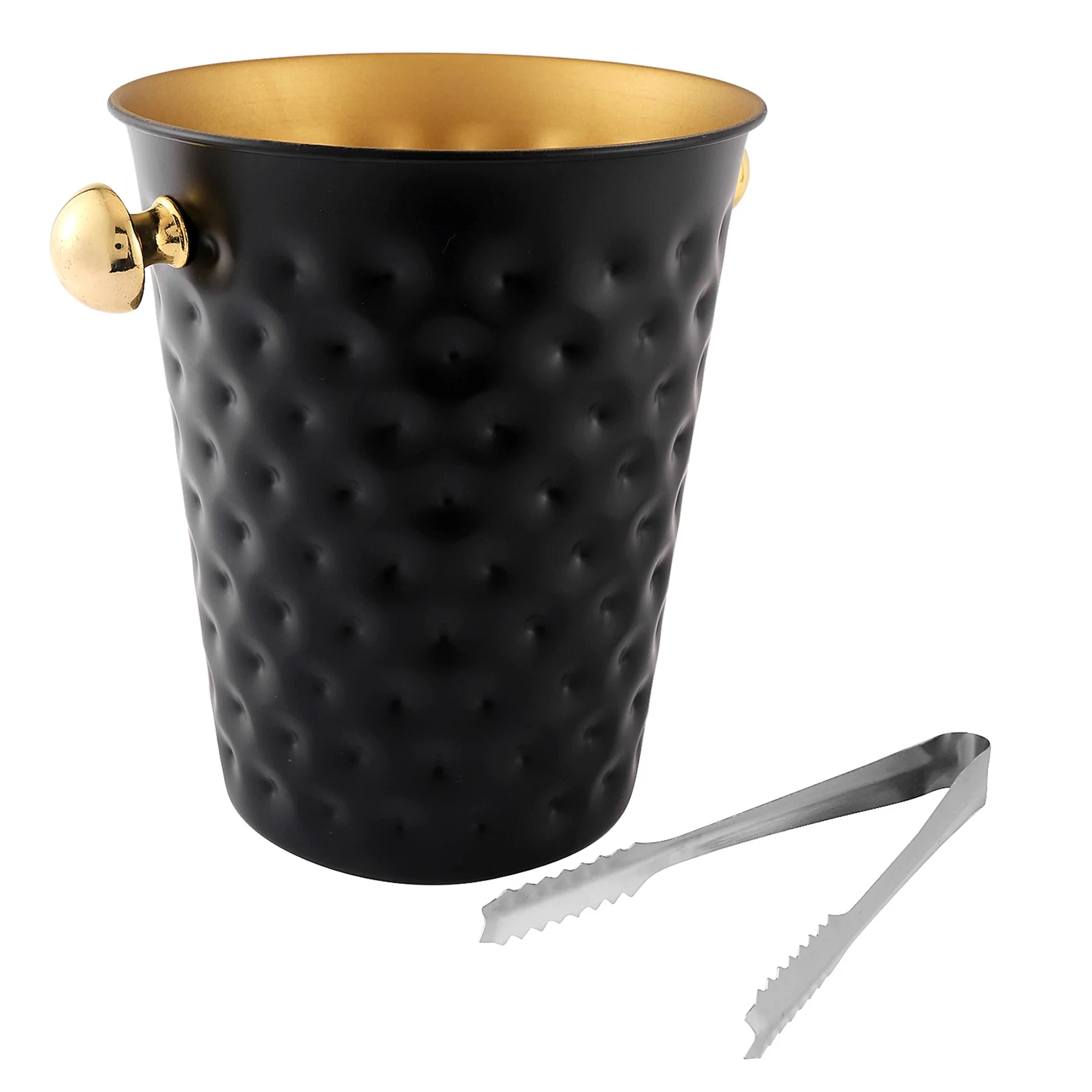 Secchiello per il ghiaccio martellato creativo in acciaio inossidabile secchiello per Champagne per vino casa Hotel forniture per cubetti di ghiaccio forniture KTV nero