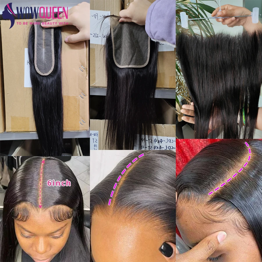 Extensiones de cabello humano liso con cierre 2x6 4x4 extensiones de cabello brasileño crudo tejido 3 4 mechones con Frontal transparente 13x4