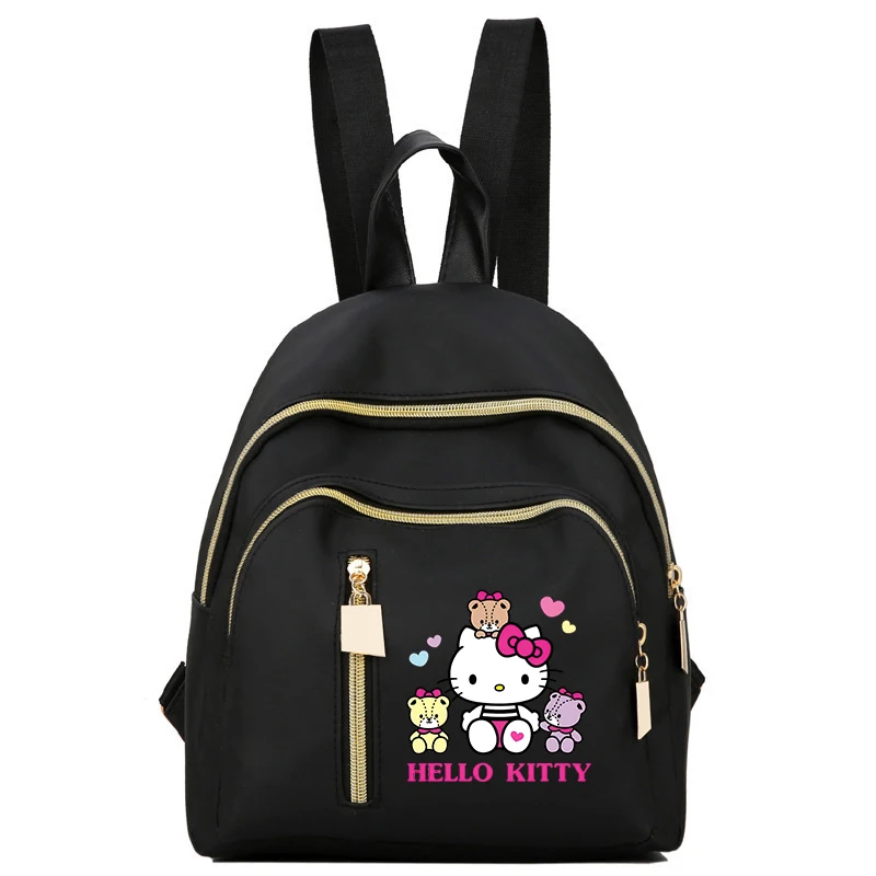 Zaino piccolo in nylon Hello Kitty – Borsa a tracolla casual multitasche da donna con cinghie regolabili, per viaggi e uso quotidiano