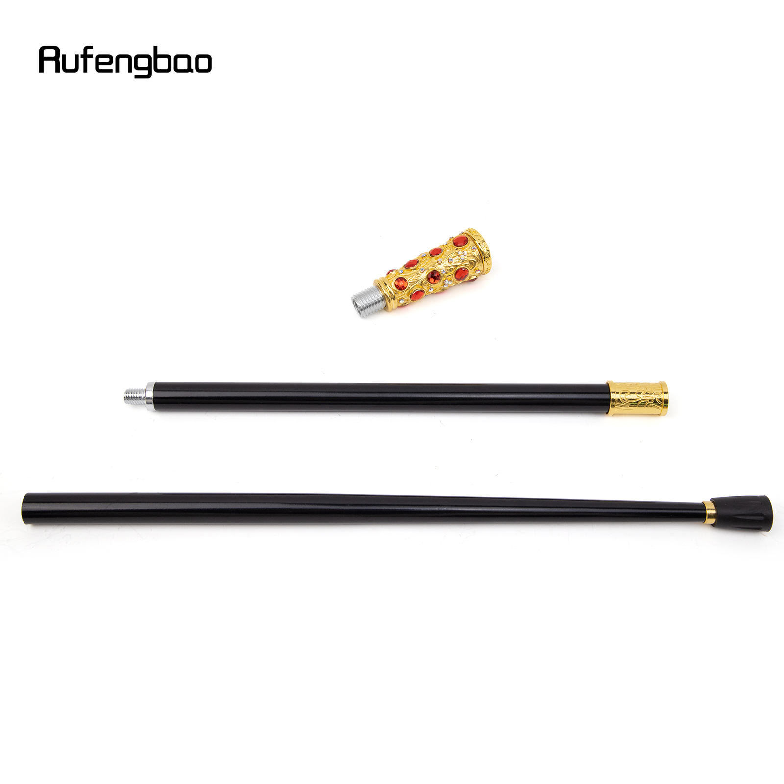 Golden Red Artificial Diamond Walking Cane, Bastão decorativo de moda, Cosplay elegante cavalheiro, Botão de crochê, 93cm