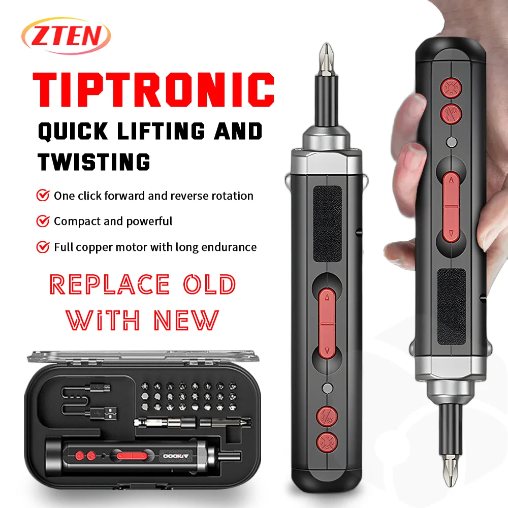 Electric Screwdriver Cordless, Rechargeable Power Screwdrivers Set, Automatic Home Repair USB Cable Tool Kit with LED Lights