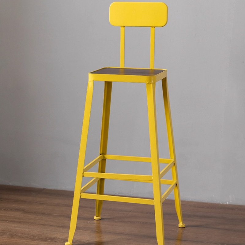 Vintage Industrial Bar Stools Iron Counter Height Chair with Backrest Modern Dining Chairs for Kitchen Minimalist Home Furniture